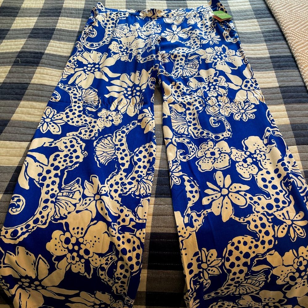 NWT Lilly Pulitzer Palazzo Pant XL in Quahog Chowdah print.
